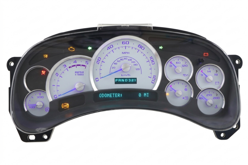 2003-2004 DIESEL Chevrolet Silverado, GMC SIERRA Instrument Panel Cluster White Overlay