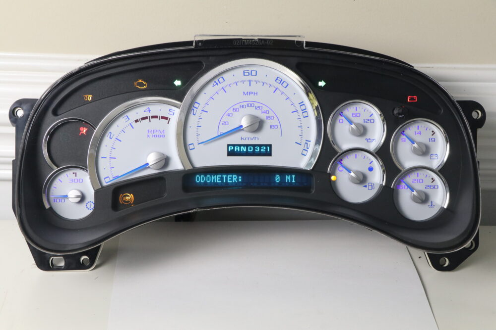 2003-2004 DIESEL Chevrolet Silverado, GMC SIERRA Instrument Panel Cluster White Overlay
