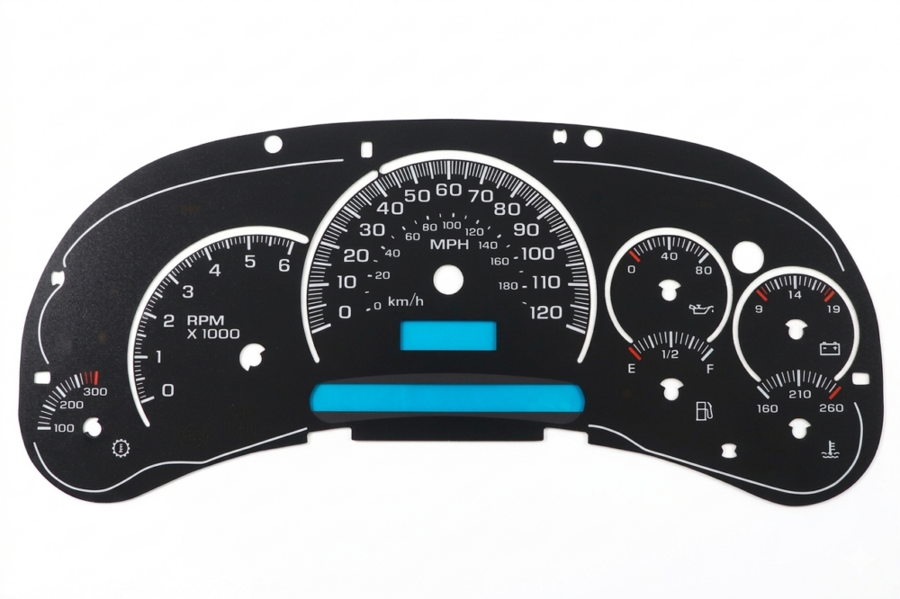 03-05 standard 7 gauge overlay 03-05 Chevrolet & GMC Standard 7-gauge overlay