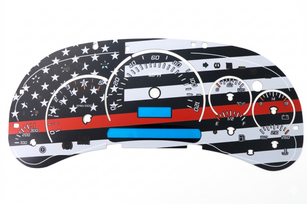 03-05 Chevrolet Silverado & GMC Sierra Duramax Diesel Flag style 7-gauge overlay