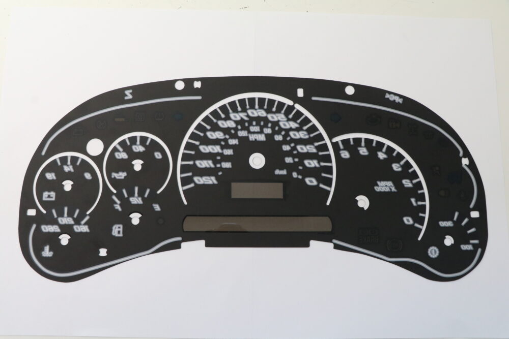 Reverse side of black and white face overlay