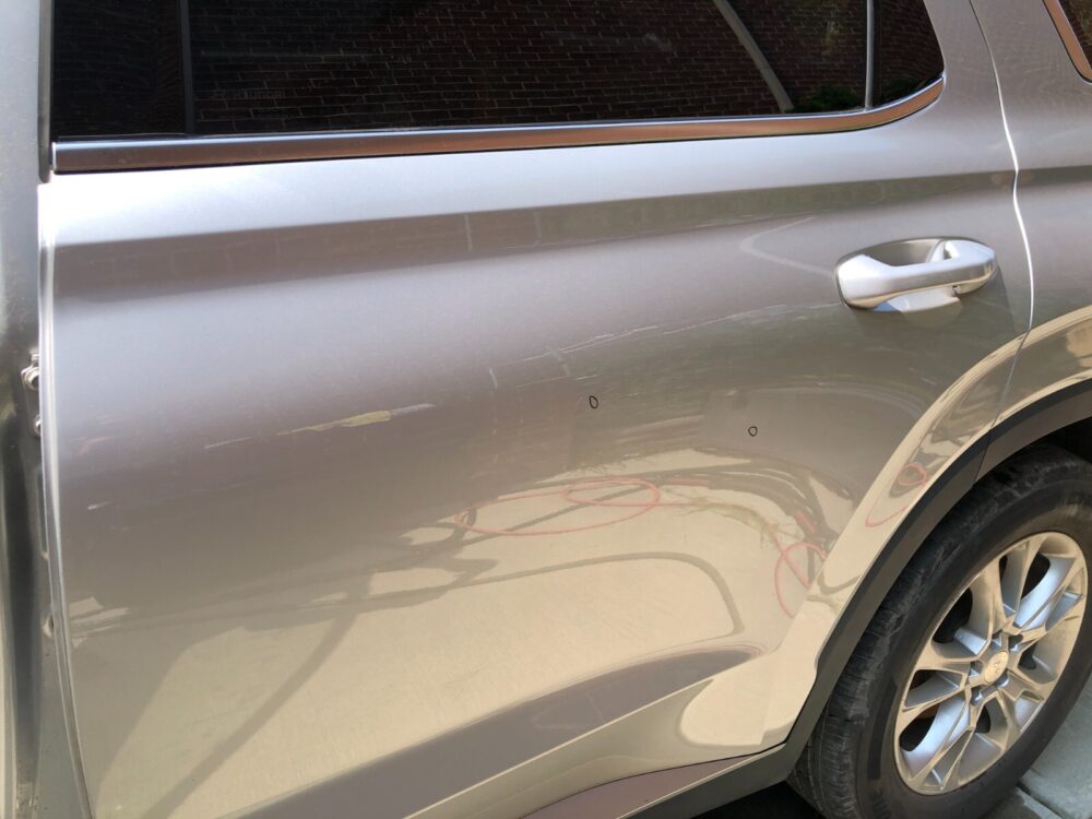 57-1558.jpg 2020-2025 Hyundai Palisade OEM Rear Left Driver Door Shell Silver (t2x)