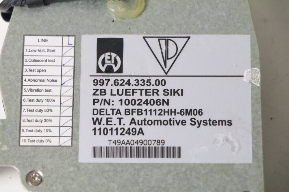 2005-2016 Porsche Boxster Cayman 911 - Front Seat Cushion Fan Motor OEM