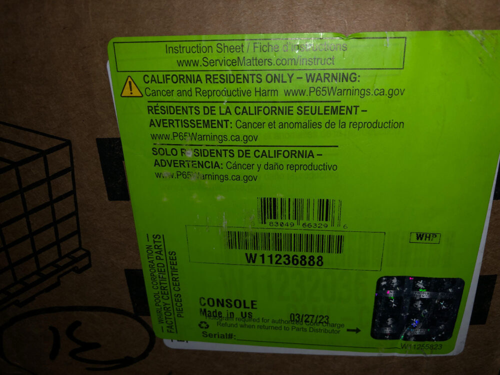 57-254.jpg Control Panel W11236888 For Jenn Air Double Oven Brand New OEM.