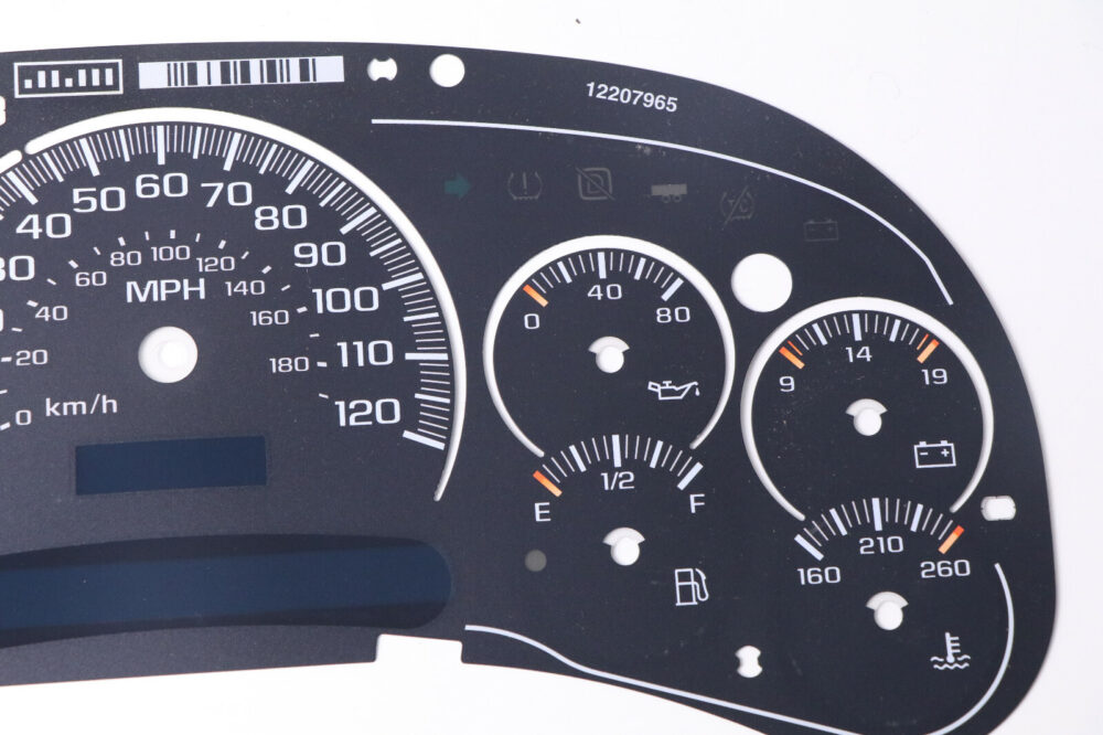 03-05 Silverado Yukon Sierra Speedometer Instrument Cluster Gauge Face Overlay